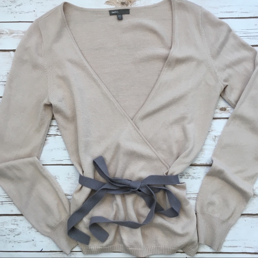 GAP Body • Soft Wrap Sweater with Gray Tie